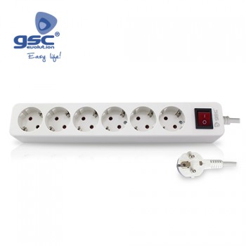 Base múltipla 6 tomadas + interruptor Ref. 0800217-0800877