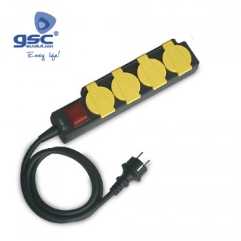 Base múltipla 4 tomadas + interruptor Ref. 0500169
