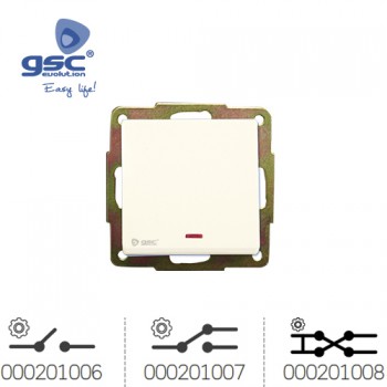 Interruptor / Interruptor de Embutir (Branco) + LED Ref. 000201006-000201007-000201008