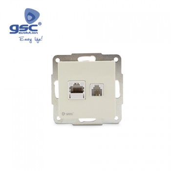 Banco de dados/telefone duplo encastrado (Branco) Ref. 000201016